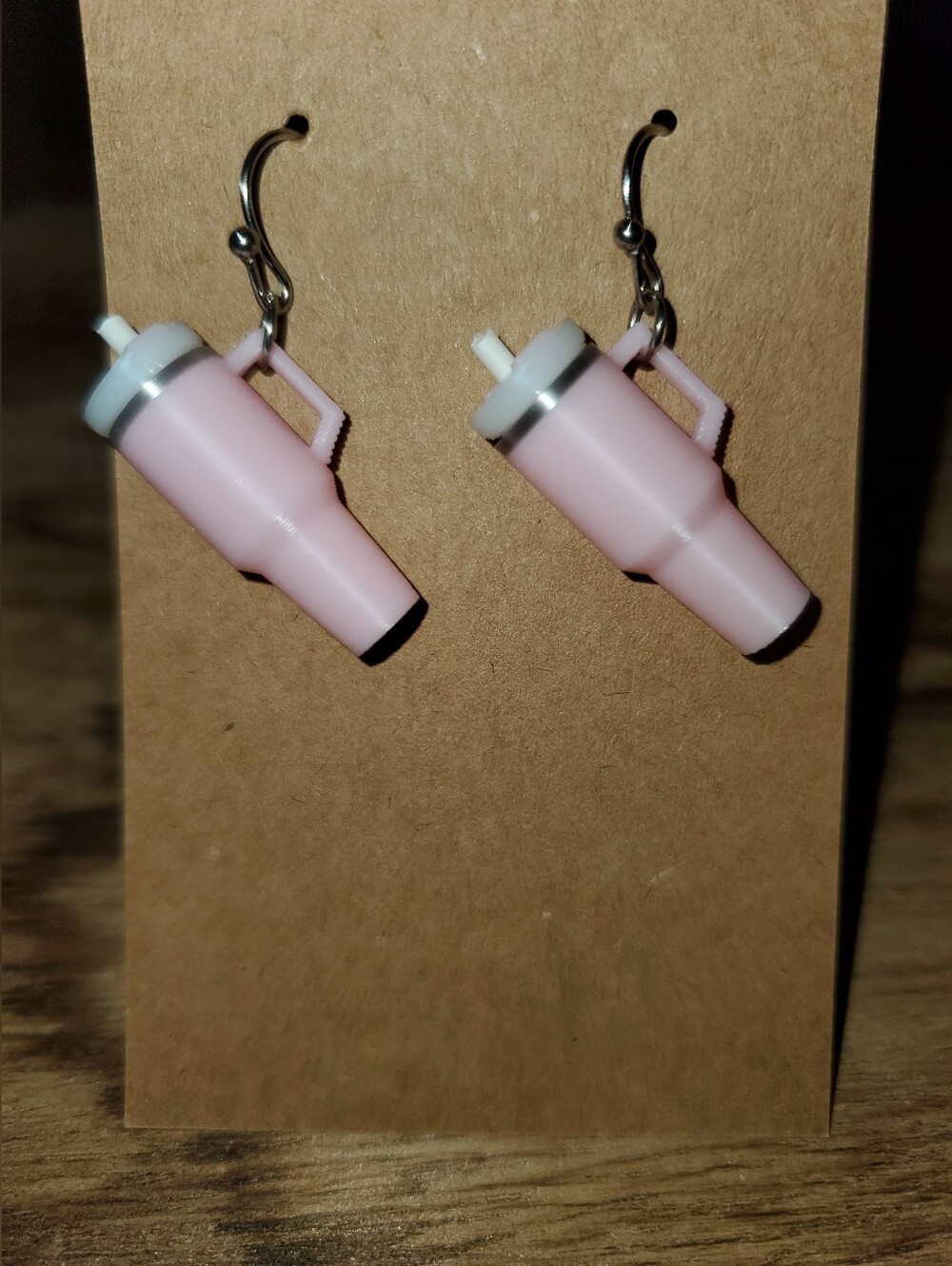 B2G1F Mini Light Pink Tumbler Dangle Earrings, NEW